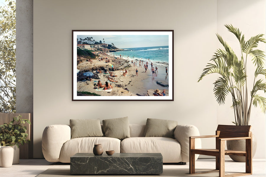 Summer Fun by Luis Ortega from La Jolla, California - framed black frame fine art photography displayed in a modern living room setting