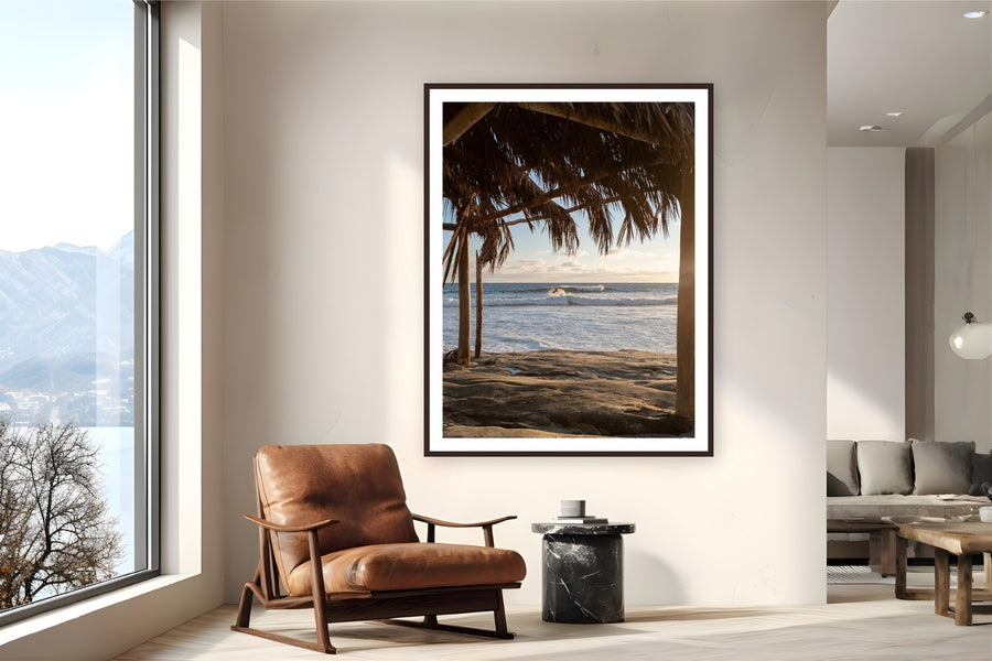The Shack by Luis Ortega from San Diego, CA - framed black frame fine art photography displayed in a reading nook setting