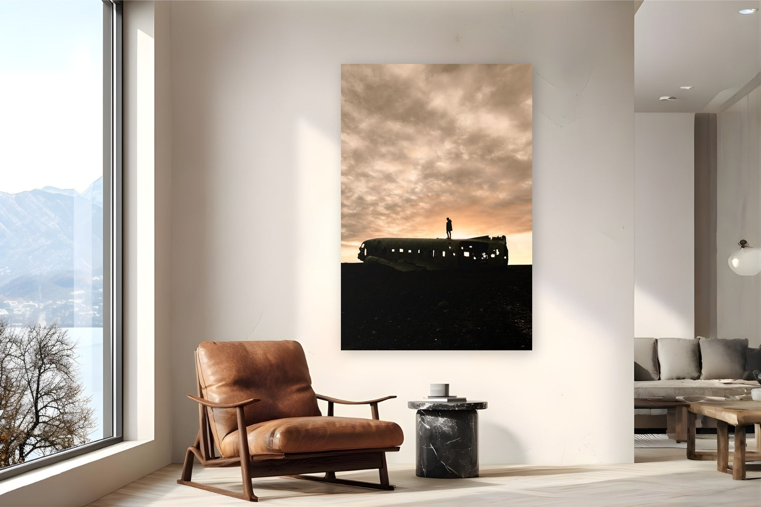 Grounded by Max Dickson from Iceland - metal print fine art photography displayed in a reading nook setting