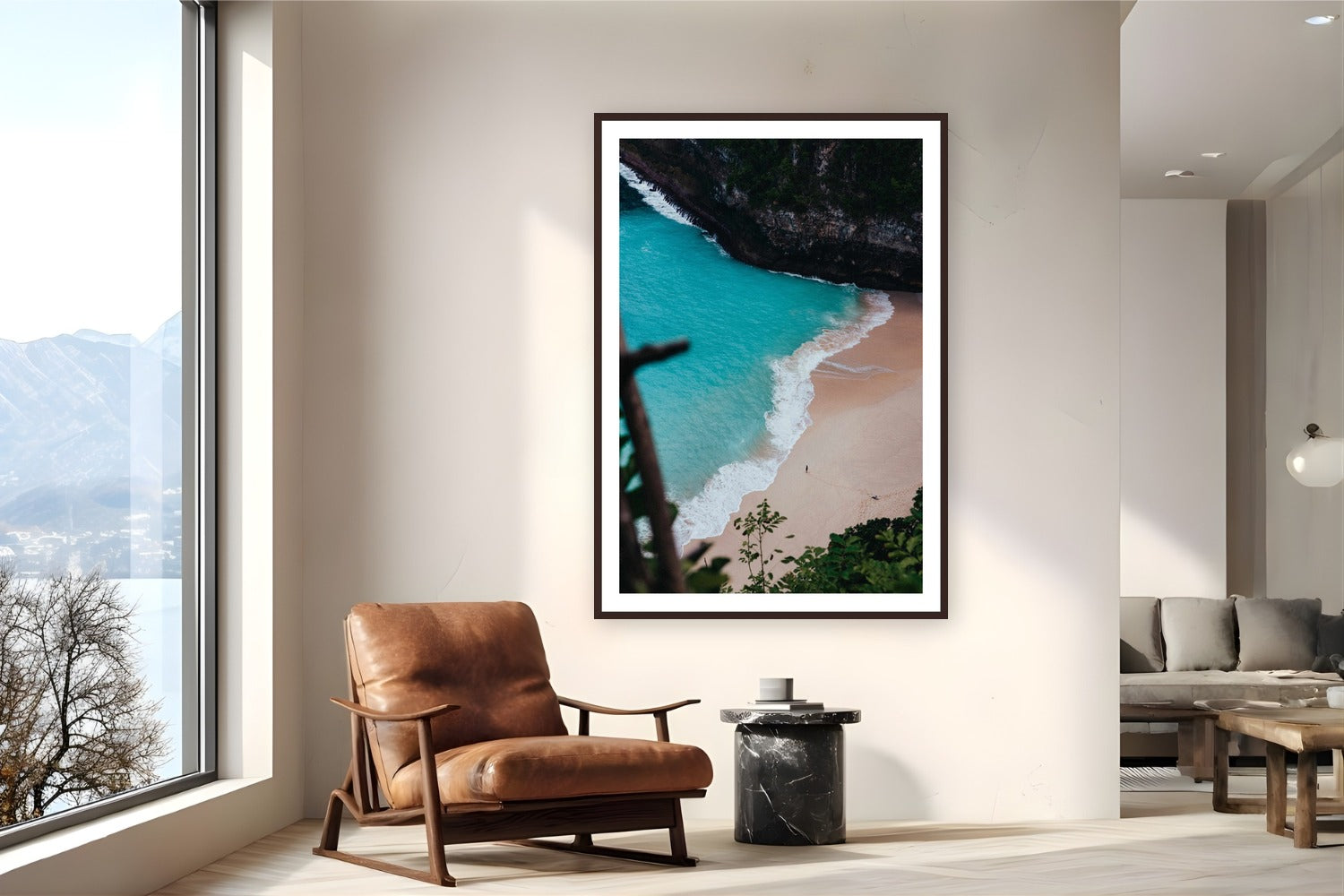 Stranded by Max Dickson from Bali, Indonesia - framed black frame fine art photography displayed in a reading nook setting