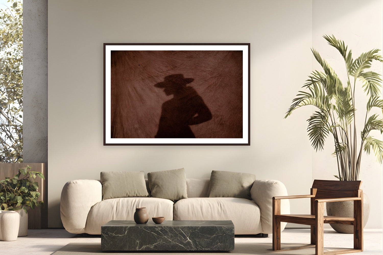 Dune Raider by Ryan Valasek from Joshua Tree, California - framed black frame fine art photography displayed in a modern living room setting