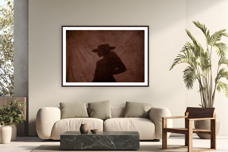 Dune Raider by Ryan Valasek from Joshua Tree, California - framed black frame fine art photography displayed in a modern living room setting