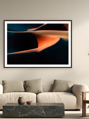 Liwa Dune by Ryan Valasek from United Arab Emirates - framed black frame fine art photography displayed in a modern living room setting
