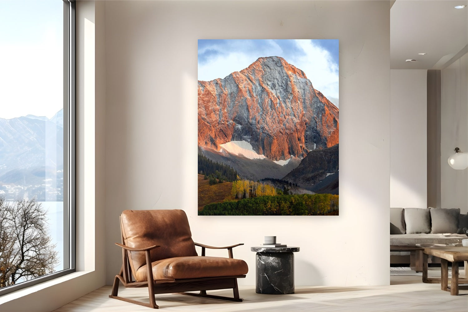 Above The Fall Line by Sam Ferguson from Snowmass, Colorado - metal print fine art photography displayed in a reading nook setting