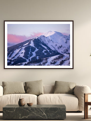 Highlands Sunrise by Sam Ferguson from Aspen, Colorado - framed black frame fine art photography displayed in a modern living room setting