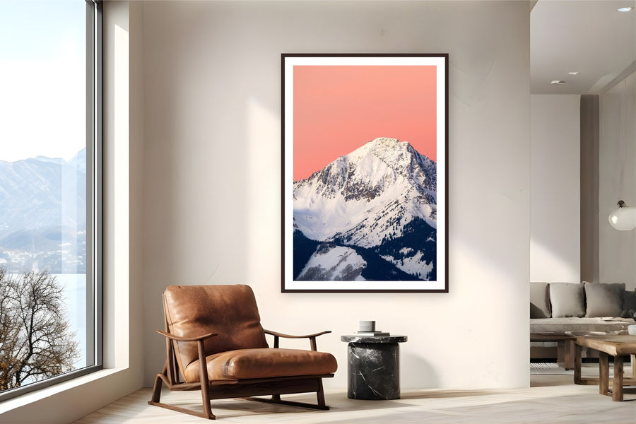 Sorbet Sunrise by Sam Ferguson from Mt. Daly, Colorado - framed black frame fine art photography displayed in a reading nook setting