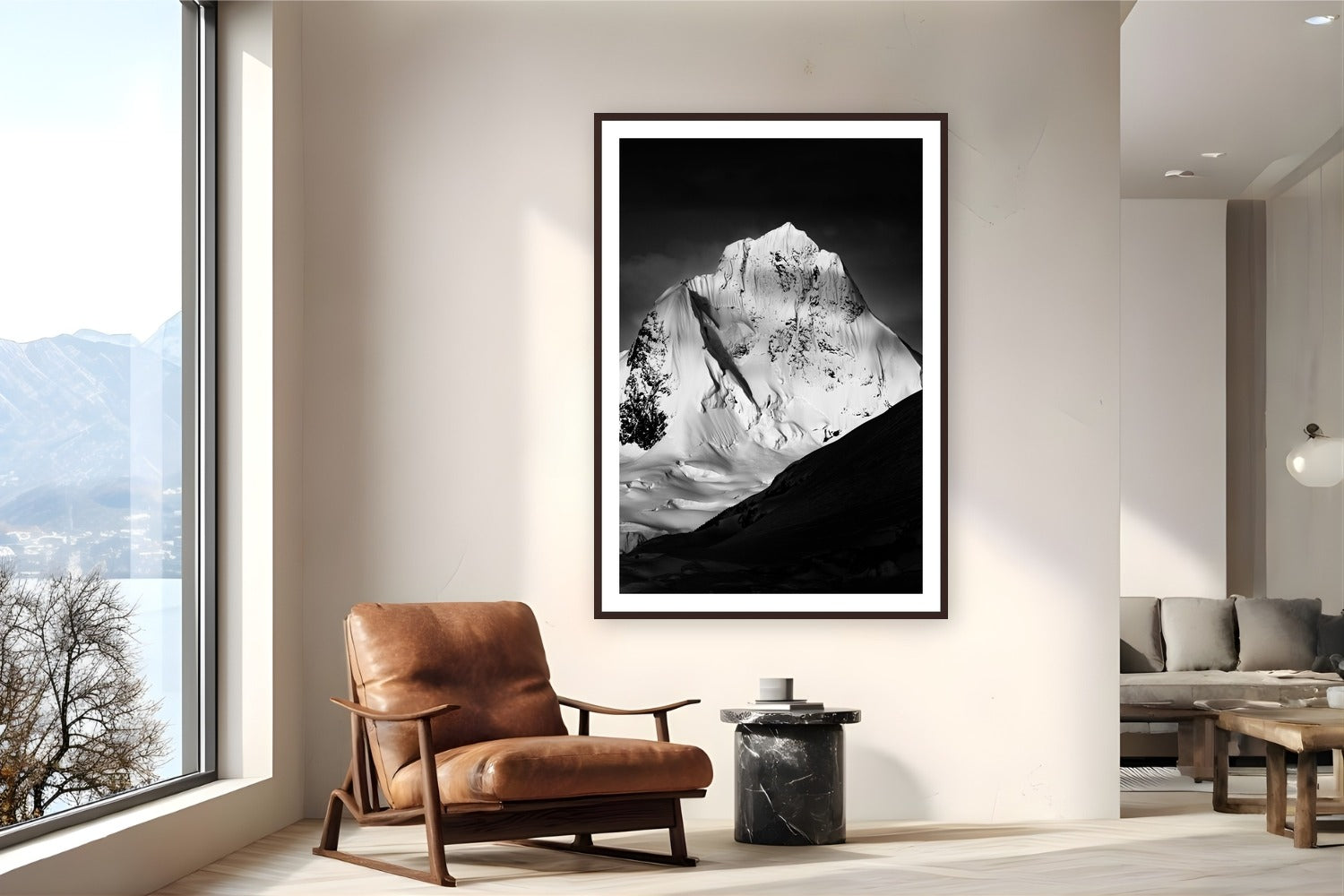 Monolith by Tamara Susa from Antarctica - framed black frame fine art photography displayed in a reading nook setting