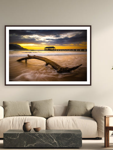 Aftermath by The Pickled Image from Hanalei, Kaua'i - framed black frame fine art photography displayed in a modern living room setting
