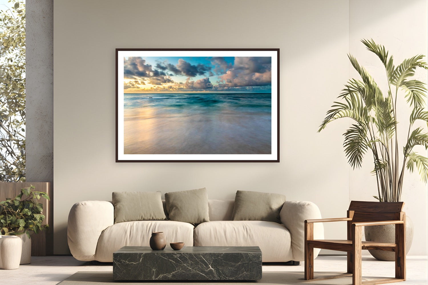 Beyond by The Pickled Image from Hā‘ena, Kaua'i - framed black frame fine art photography displayed in a modern living room setting
