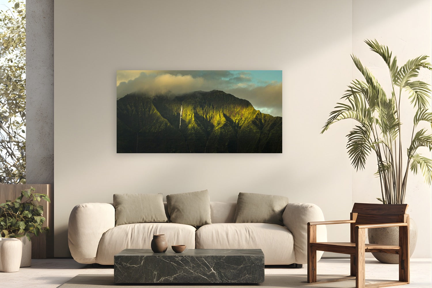 Glance by The Pickled Image from Hanalei, Kaua'i - metal print fine art photography displayed in a modern living room setting