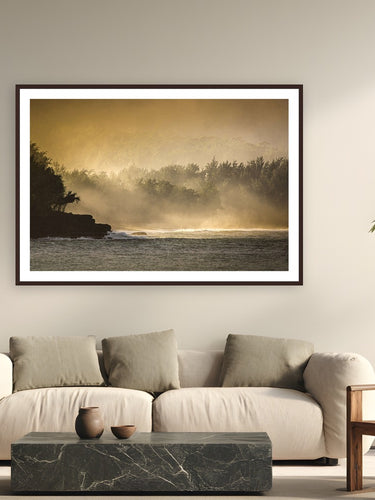 Looking At Lumahai by The Pickled Image from Lumahai, Kaua'i - framed black frame fine art photography displayed in a modern living room setting