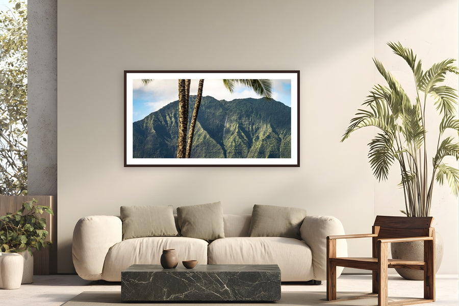 Nāmolokama by The Pickled Image from Kaua'i, Hawaii - framed black frame fine art photography displayed in a modern living room setting