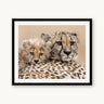 Black wood frame fine art print of Side by Side by Tom Ingram, Zimanga Private Game Reserve, South Africa — a cheetah mother and cub, cheek to cheek, at Zimanga Private Game Reserve in Zululand.